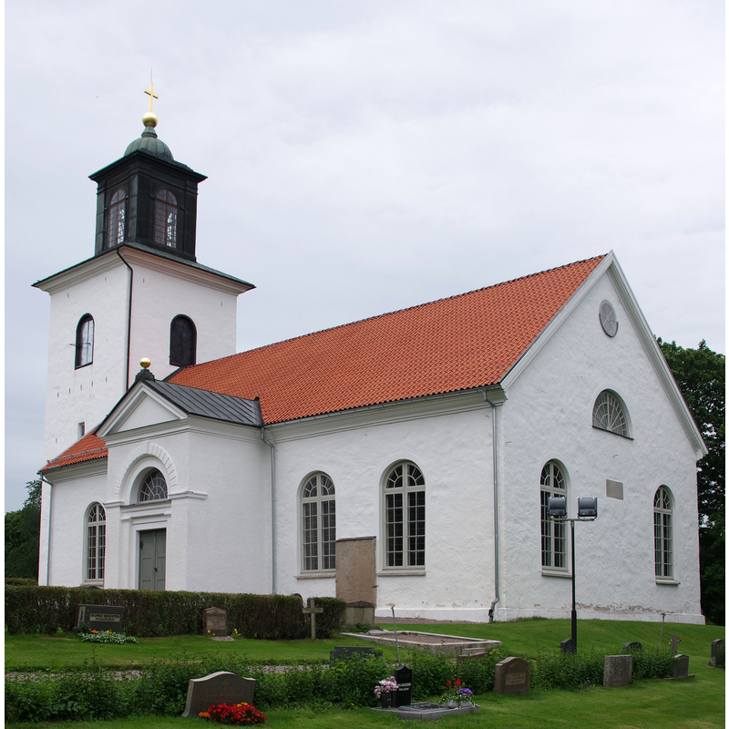 Source caption: "Sandhems kyrka i Skara stift (Mullsjö kommun)."