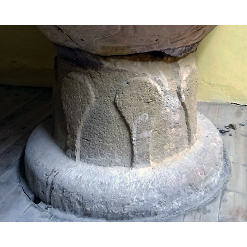 all around the stem of the base