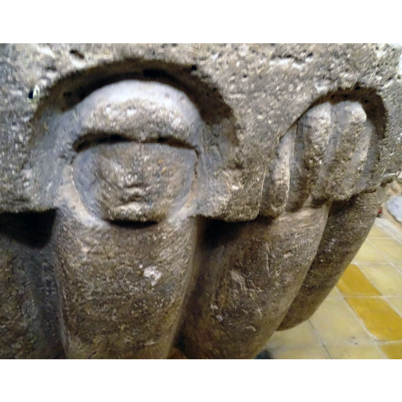on the left here: stylised or unfinished -- the palmette on the right appears to have only four 'fingers'