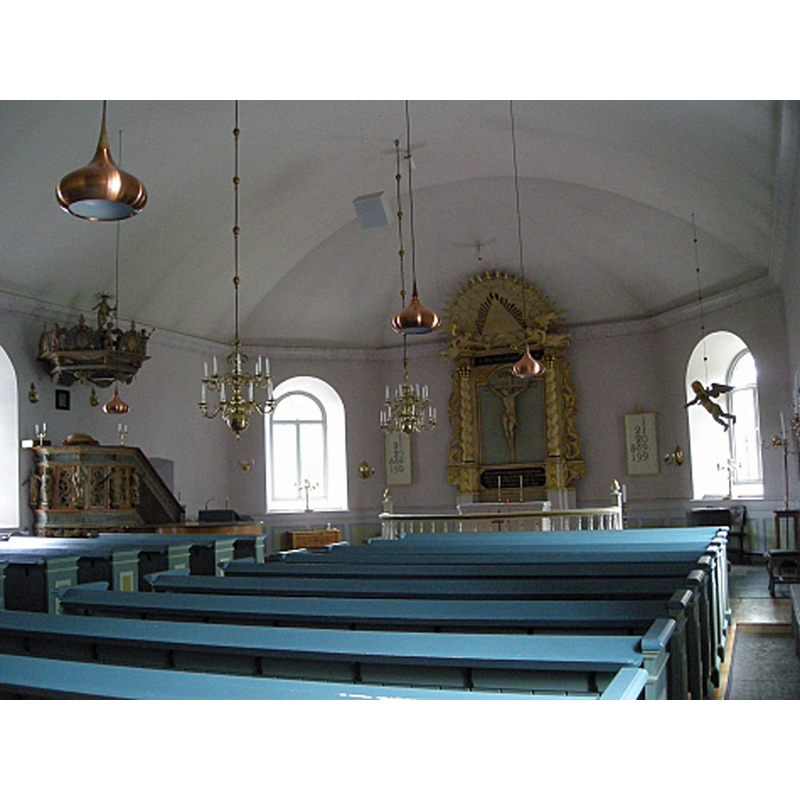 the 'dopängel' shows above the medieval font by the southeast window of the apse