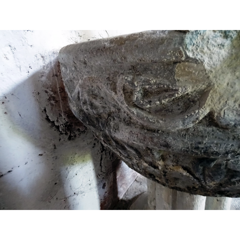 showing the back of the basin cemented to the north wall