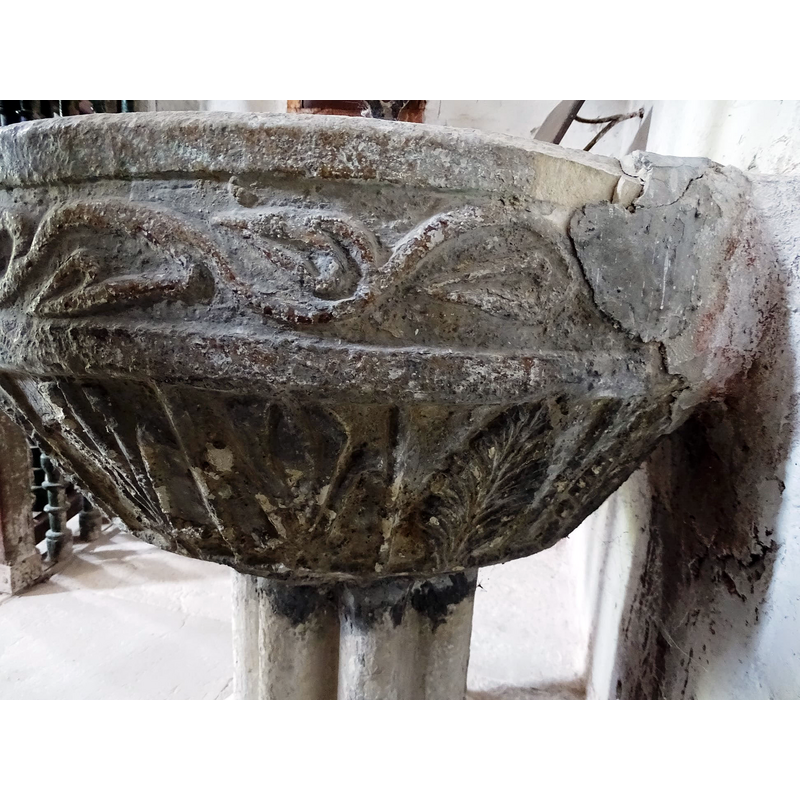 showing the back of the basin cemented to the north wall