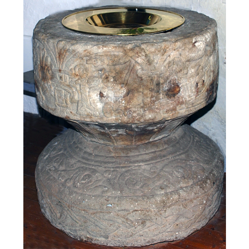 around the top of the upper surface of the base