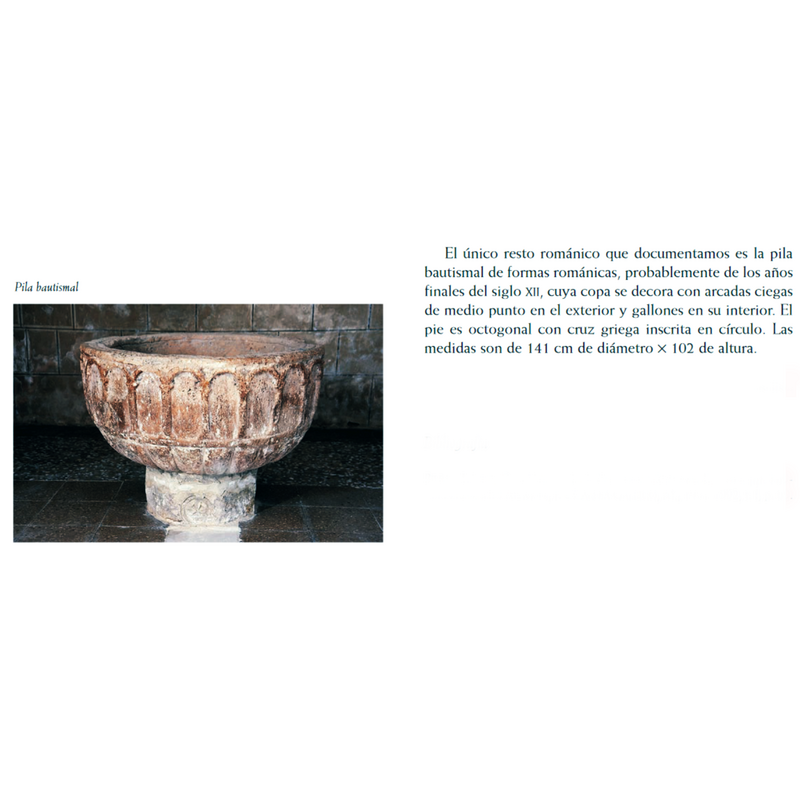 view of the font and related information from the Enciclopedia del románico