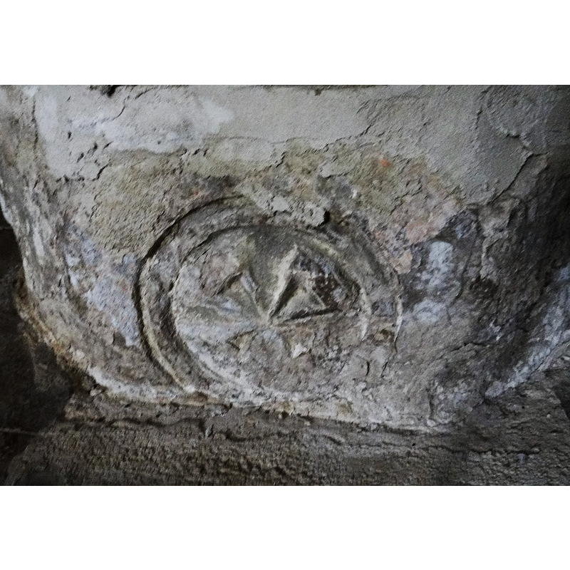 showing one of the Greek crosses on the base