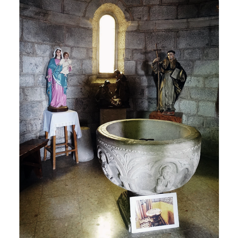 this is the replica font in use in the parish church at Caleruega