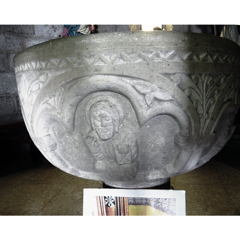 this is the replica font in use in the parish church at Caleruega