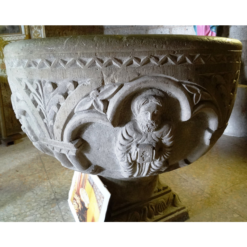 this is the replica font in use in the parish church at Caleruega