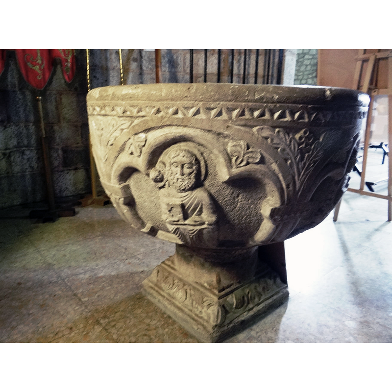 this is the replica font in use in the parish church at Caleruega