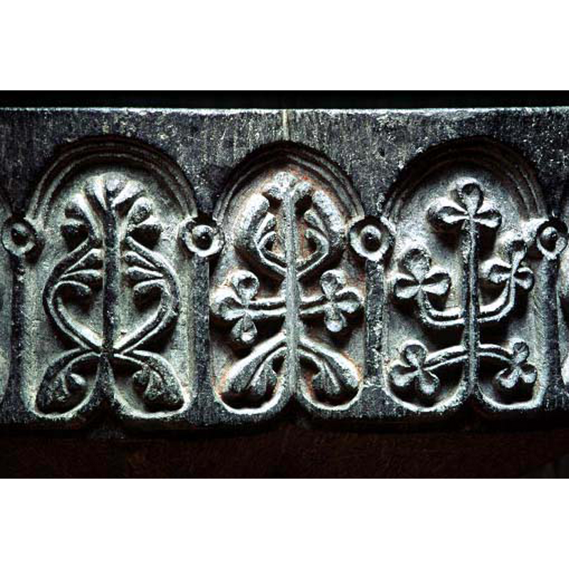 each of the sixteen on the basin side is of individual design -- the SHM caption reads "livsträd"