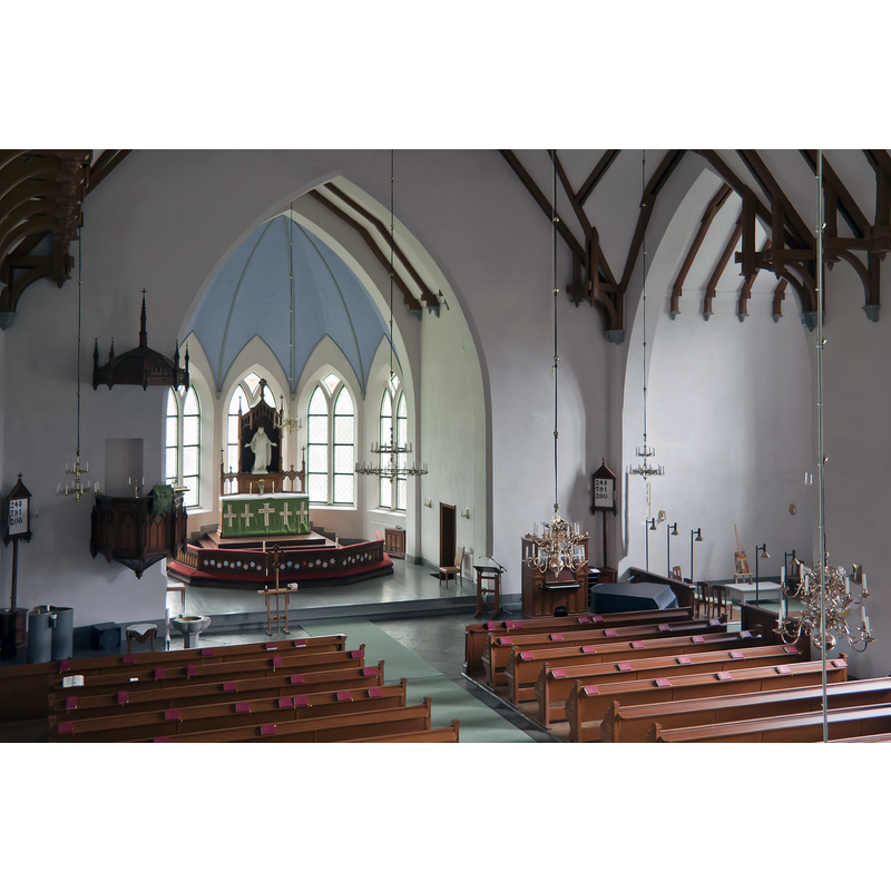 Source caption: "Hidinge nya kyrka i Lekebergs kommun i Närke." -- showing the 1946 font on the left