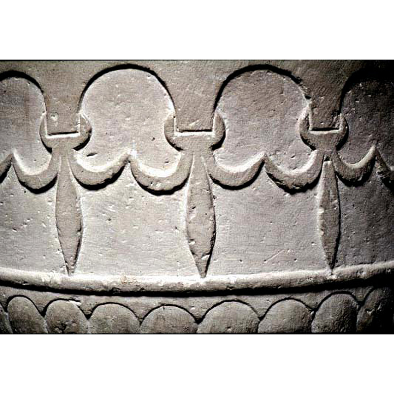a band of, forming the columns of the arcade
