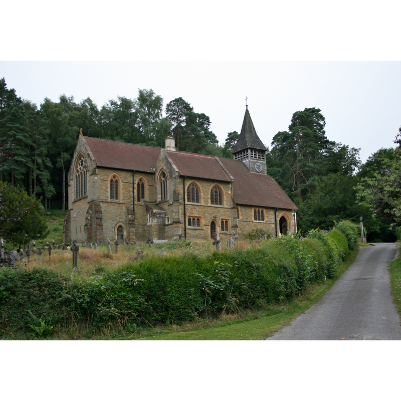 Source caption: "St Mary the Virgin, Holmbury St Mary, Surrey."