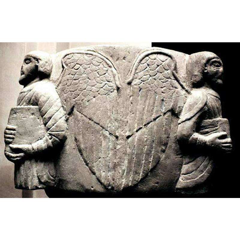 the wings forming a shield-like motif, probably intentional [cf. FontNotes]