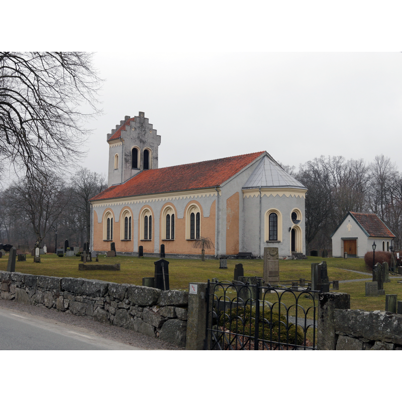 Source caption: "Hörröds kyrka april 2018" -- showing the mid-19thC building that replaced the medieval church here
