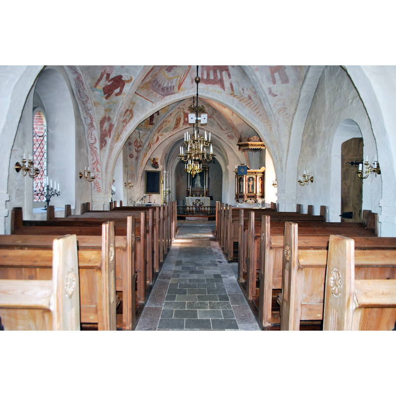 Source caption: " Konga kyrka, långhuset mot koret"