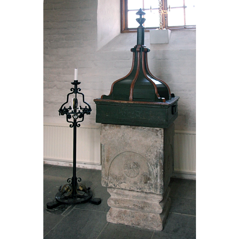 located inside the old church, in the chancel, north side