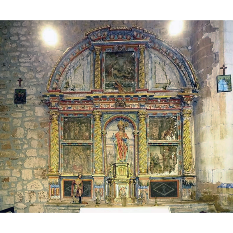 "retablo del siglo XVI con un San Martín y cinco buenas pinturas" [source: Emiliano Nebreda Perdiguero [www.archiburgos.es/wp-content/uploads/amo-a-mi-pueblo.pdf] [accessed 12 July 2021] ]