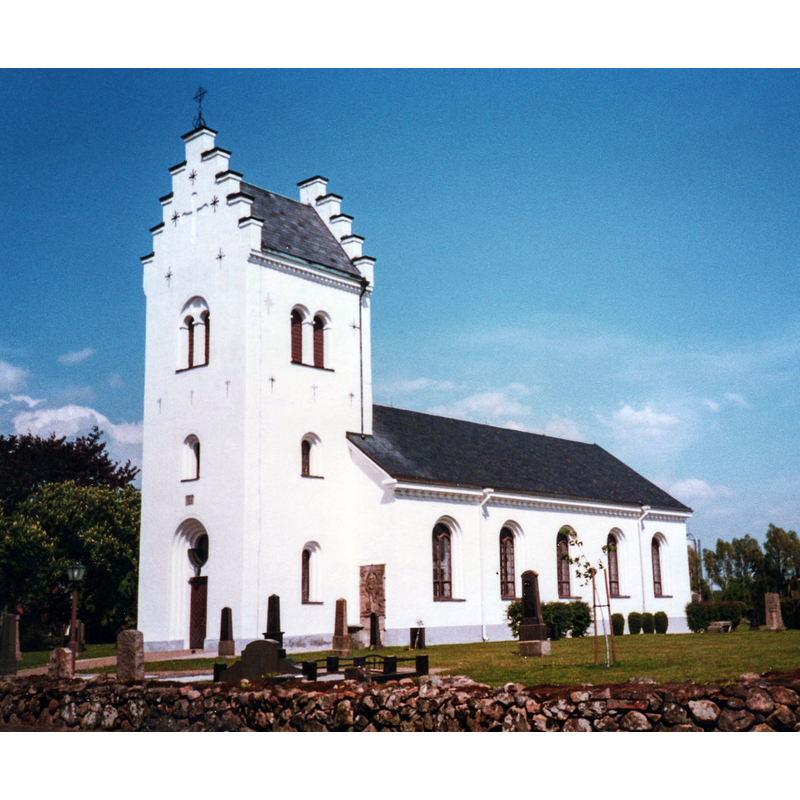 Source caption: "Norra Sandby kyrka..Exteriör"