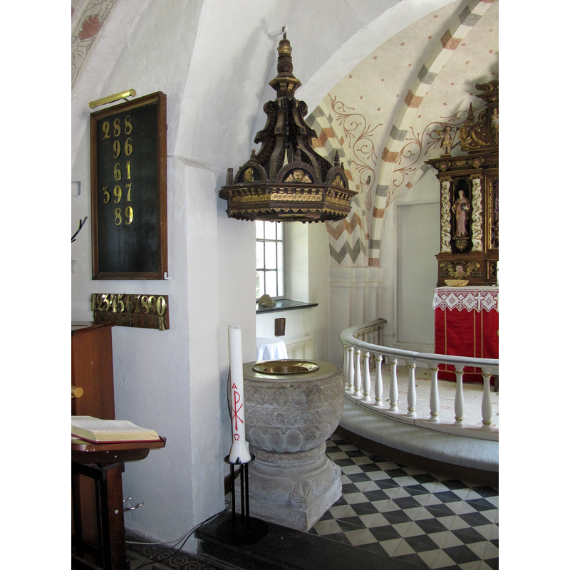 Source caption: "Dopfunt i Nymö kyrka"