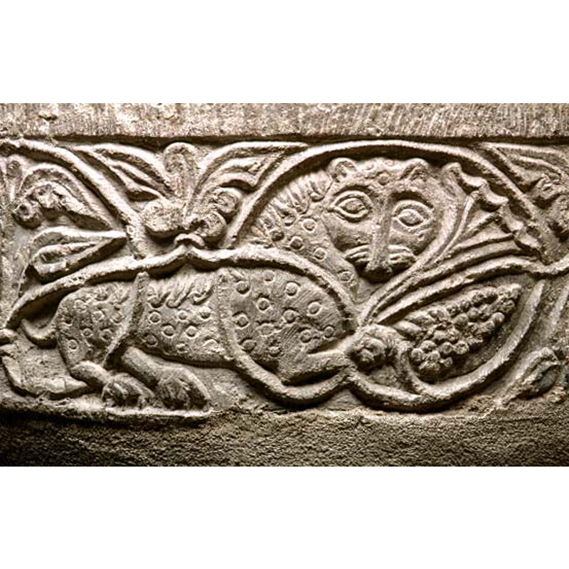 with very ornate palmette-like foliage