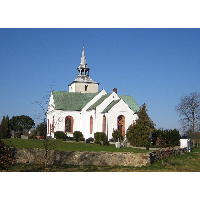 Source caption: "Reslövs kyrka in Skåne, Sweden."