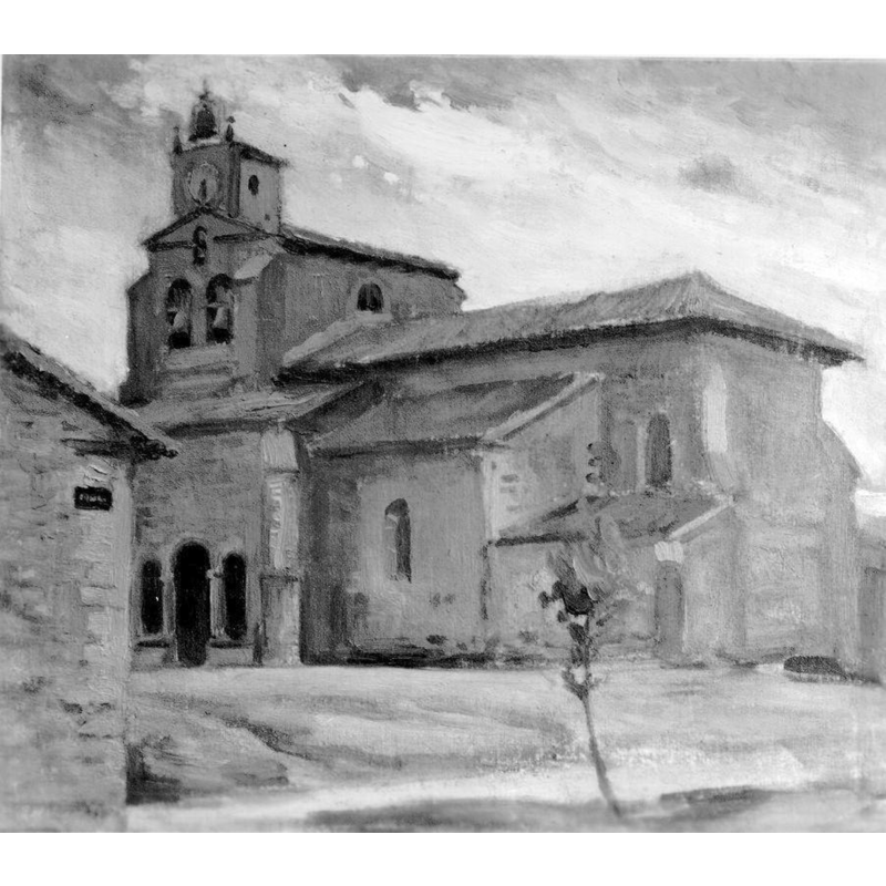 Source caption: "Iglesia aldeana (Villimar, Burgos), Oleo sobre lienzo by Casa Moreno. Archivo de Arte Español (1893-1953) - Instituto del Patrimonio Cultural de España, Spain"