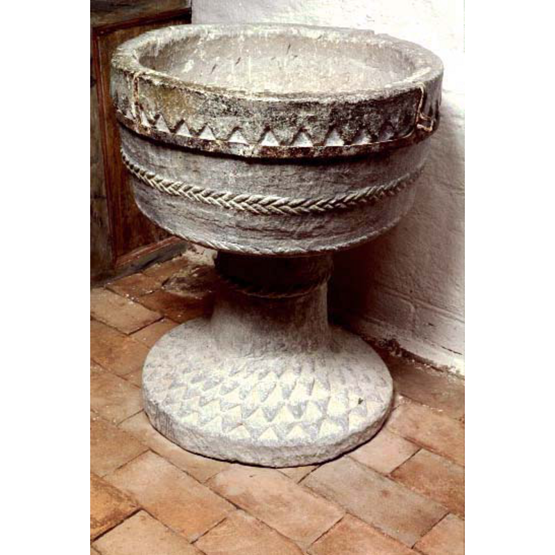 showing the soapstone font without the metal lining insert
