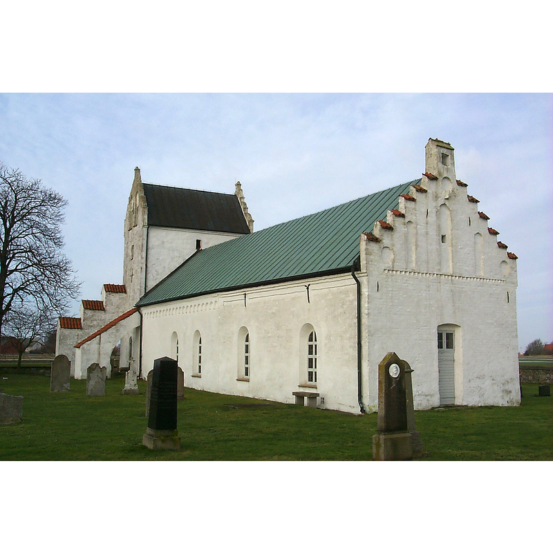 Source caption: "Den medeltida kyrkan i Stora Hammar, Skåne, Sverige."
