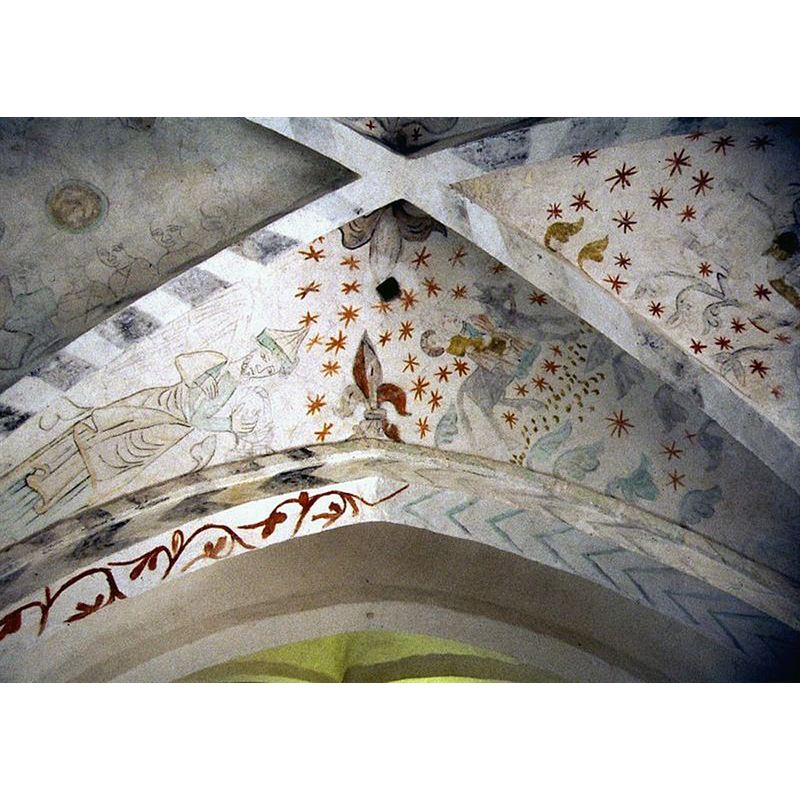 Source caption: "Stora Hammar gamle kyrka i Skåne, Sverige. Skibets 2.fag hvælv østkappe, Flugten til Ægypten"