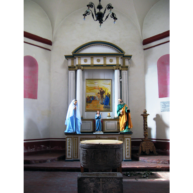 Source caption: "Baptistry of San Luis Obispo Church in Tlalmanalco, Mexico State Mexico"