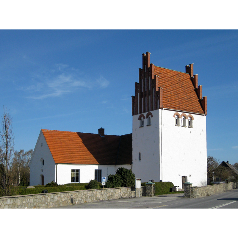 Source caption: "Södra Sandby kyrka i Skåne"