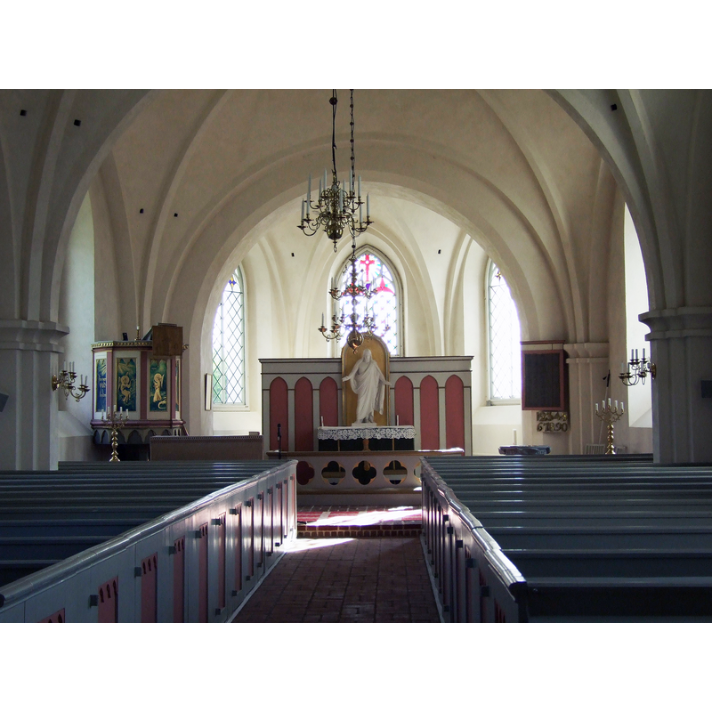Source caption: "Virke kyrka [...] Långhuset mot koret."