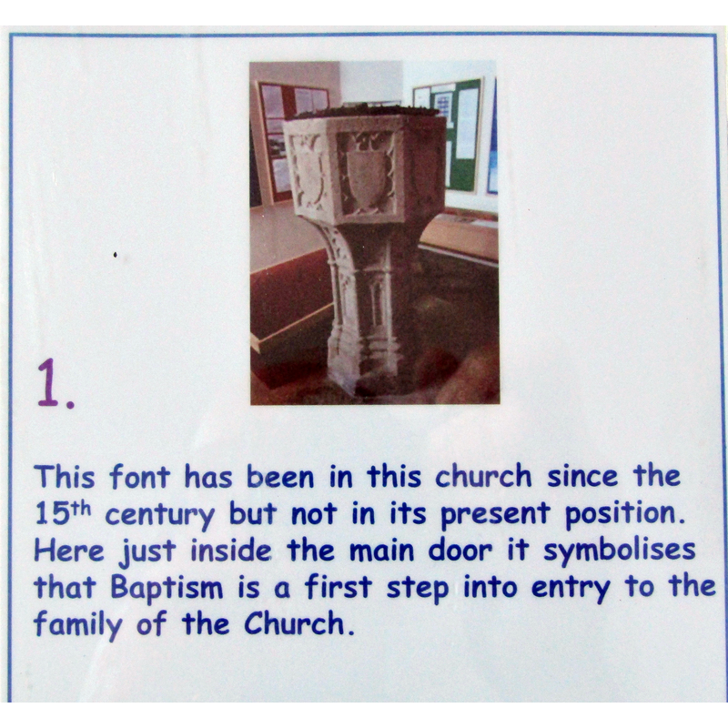 posted inside the church