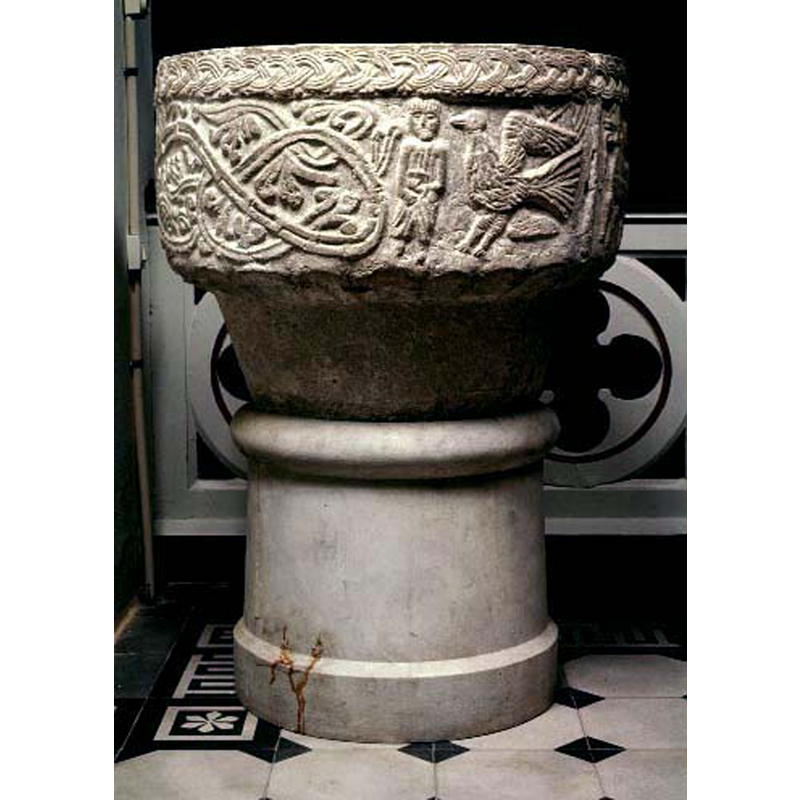 the medieval basin on a modern replacement base