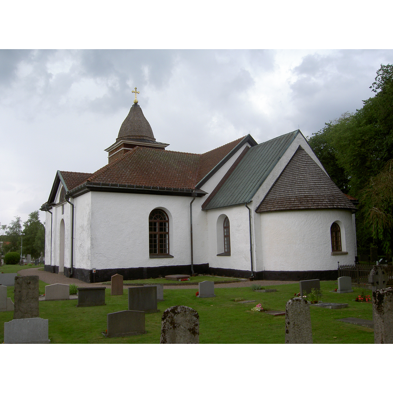 Source caption: "Örkelljunga kyrka från sydöstra sidan."