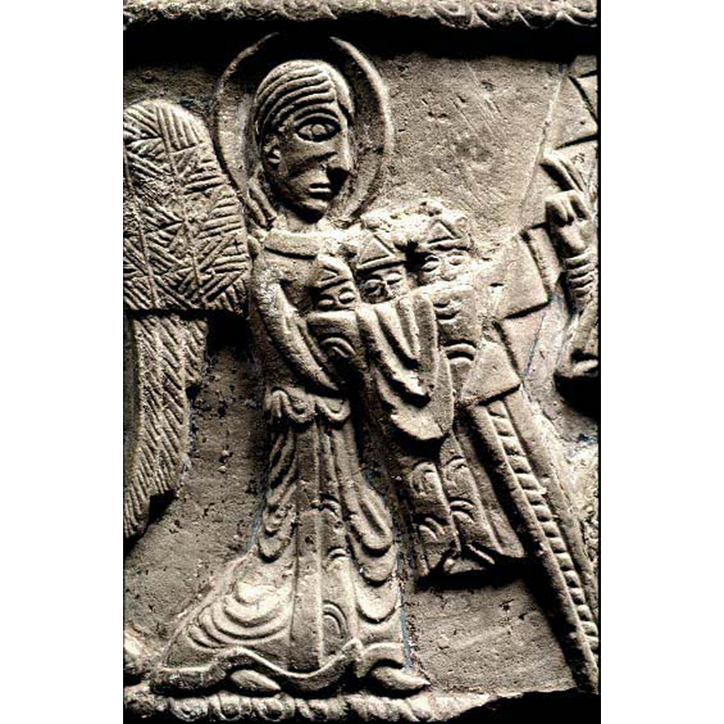 Source caption: "ängel som bär fram tre huvuden"