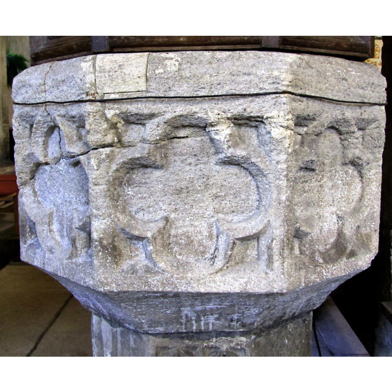 showing the damage and repairs; one side is blank [cf. Font notes]