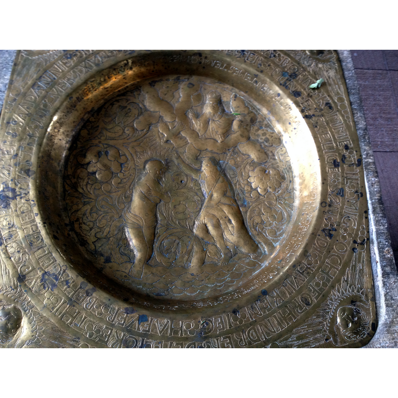 Source caption; "Svalövs kyrka, dopfunt, detalj."