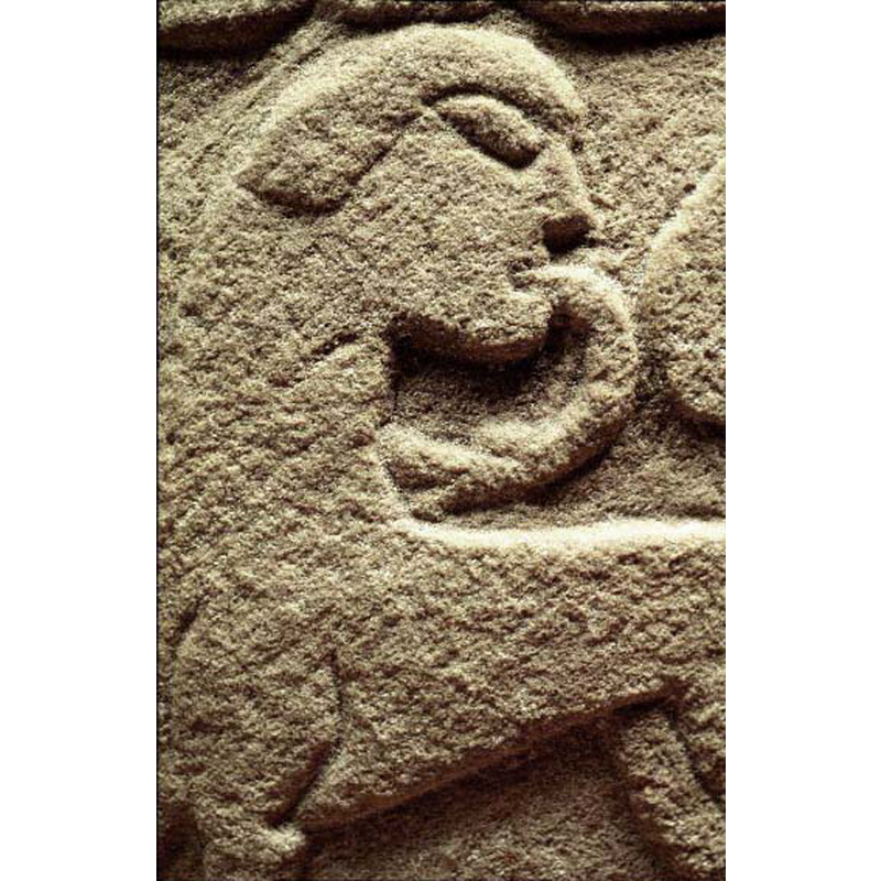 a detail of ImageFileNo. 1210908115: the head is human-like and the prey appears to be a snake