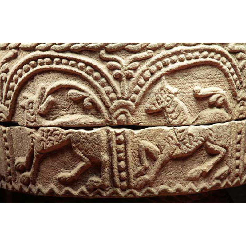 the lion in the right arch; passant to the left