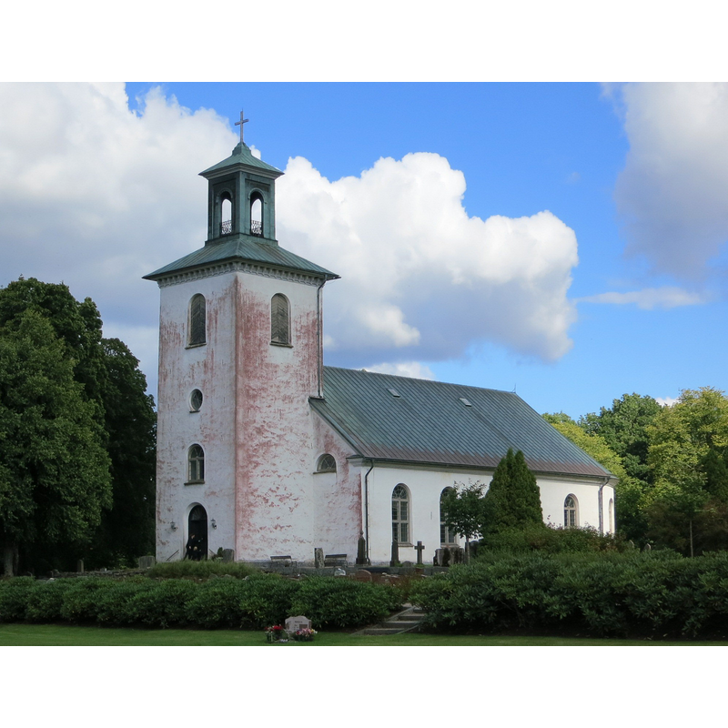 Source caption: "Färgaryds kyrka i Hylte kommun" -- the present church of 1845-1846; it was modified in 1895