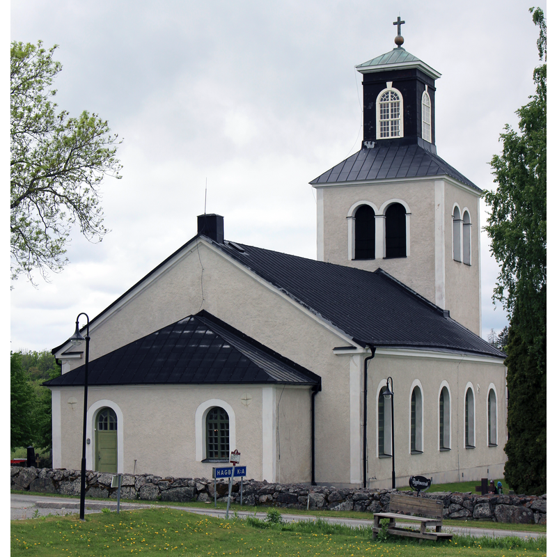 Source caption: "Hagby kyrka från nordost."