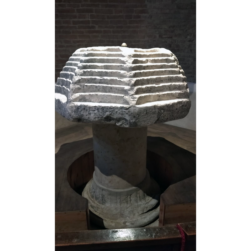 showing the former Roman fountain re-cycled into the composite baptismal font here [cf. FontNotes]