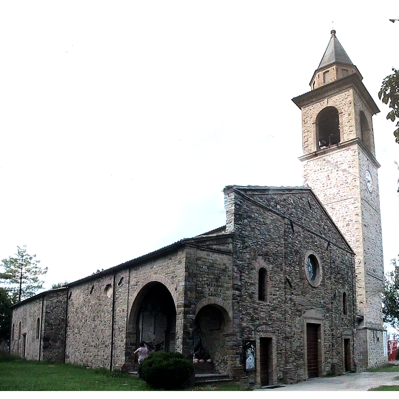 Source caption: "Bazzano (Neviano degli Arduini) - Pieve romanica di Sant'Ambrogio"