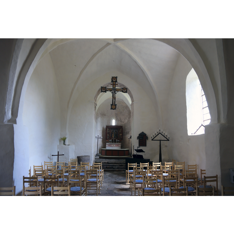 Source caption: "Hemmesjö old church" --  -- 12thC church; abandoned 1854; restored 1921