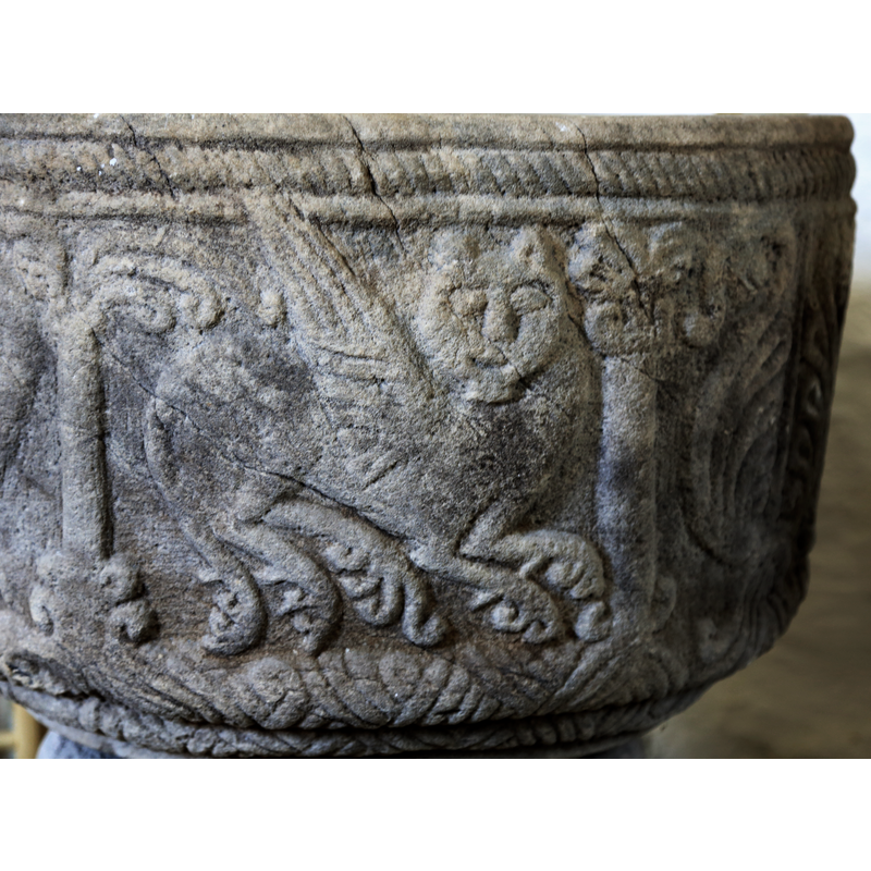 Source caption: " Baptismal font of Hemmesjö old church"
