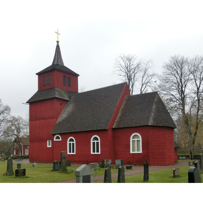 Source caption: "Kävsjö kyrka i Gnosjö kommun, Jönköpings län, Småland, Växjö stift, Sverige."