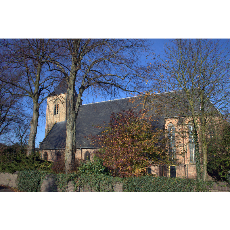 Source caption: "Zicht op een deel van de Hervormde kerk van Tricht in de Betuwe niet ver van Geldermalsen."