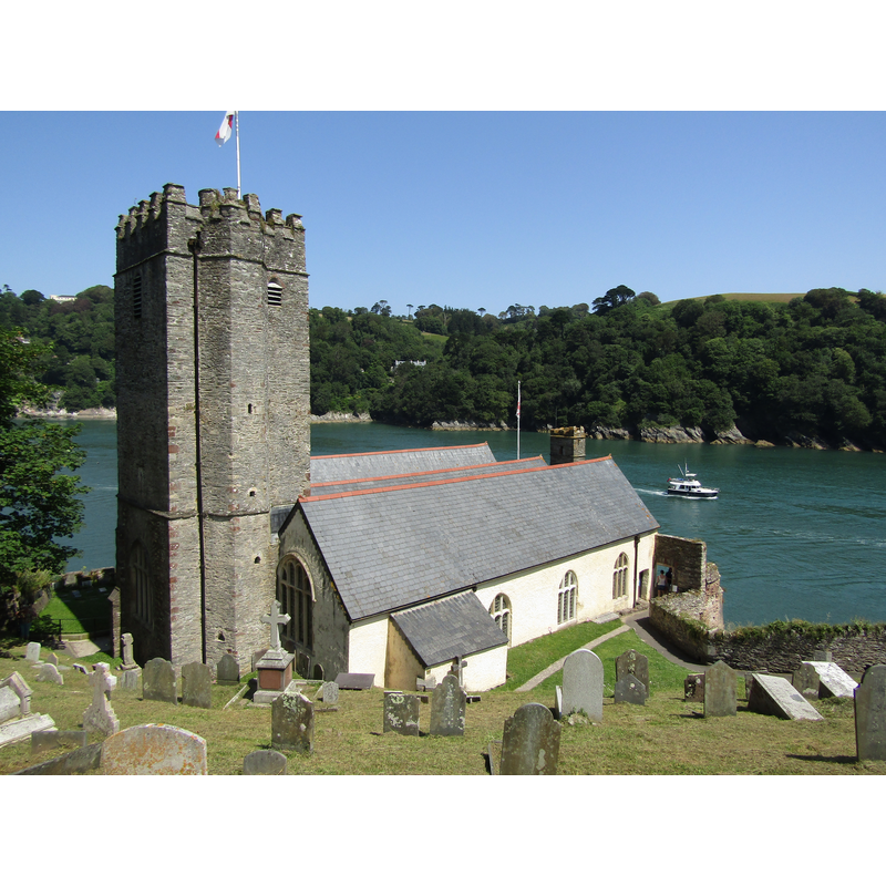 Source caption: "Warfleet - St Petrox Church. First recorded in 1192, St Petrox is the oldest of Dartmouth's three parish churches. It is located next to Dartmouth Castle, overlooking the mouth of the River Dart."